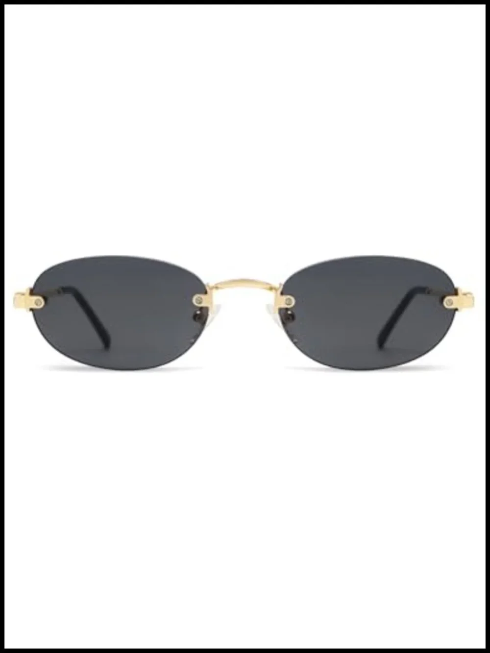 Retro Small Oval Sunglasses - Rimless Y2K Designer Vintage Shades